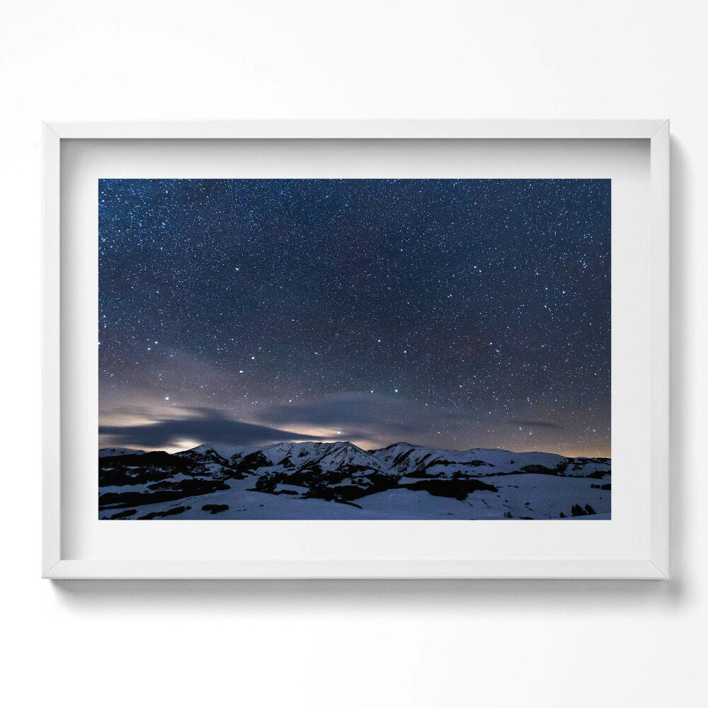 Tablou rama excepţional Stele noaptea pe cerul munților