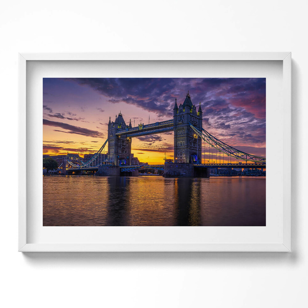 Tablou living cu rama excepţional Podul Brooklyn și suprafața apei din Londra