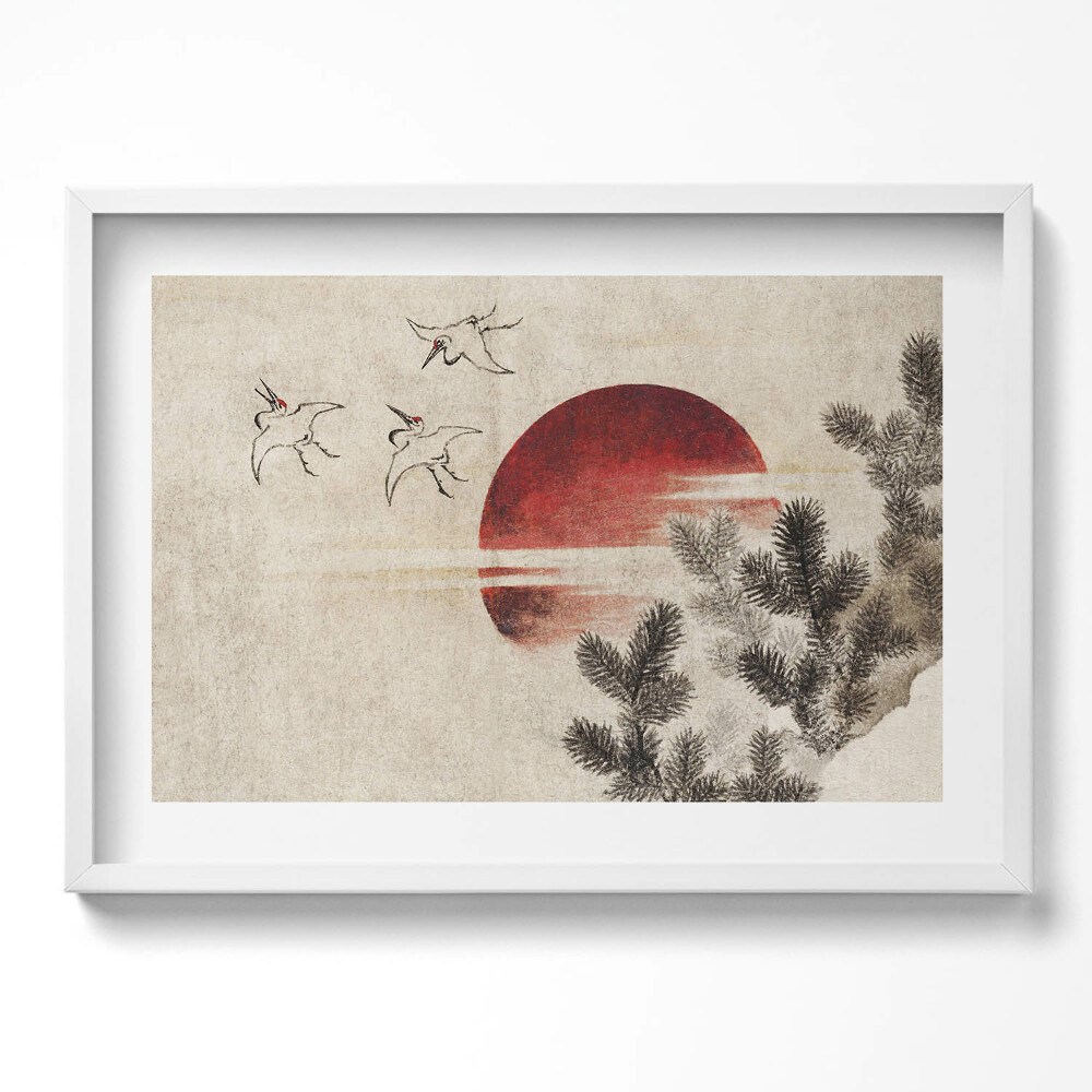 Tablou living cu rama excepţional Arta japoneză a apusului de soare