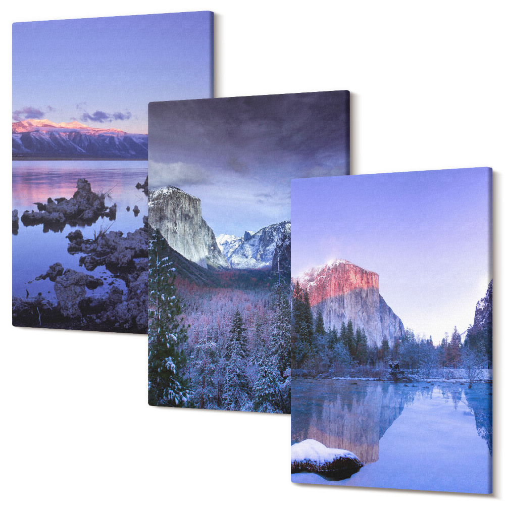 Tablou canvas set triptic Peisaje montane la amurg, priveliști la apă