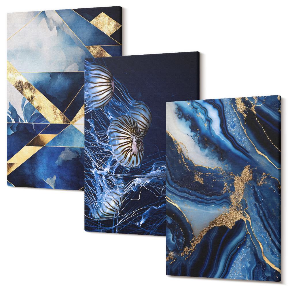 Set tablouri canvas triptic Modele abstracte elegante cu accente