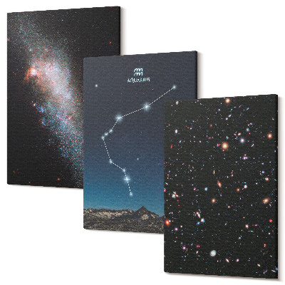 Tablou 3 piese Semn zodiacal spațial galaxie Vărsător