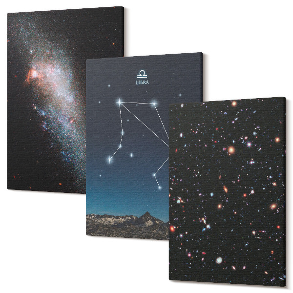 Tablou canvas set triptic Galaxie spațială constelație Balanță cerul nopții