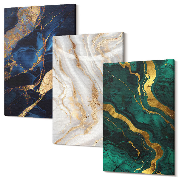 Set tablouri canvas triptic Modele abstracte în nuanțe de albastru și verde