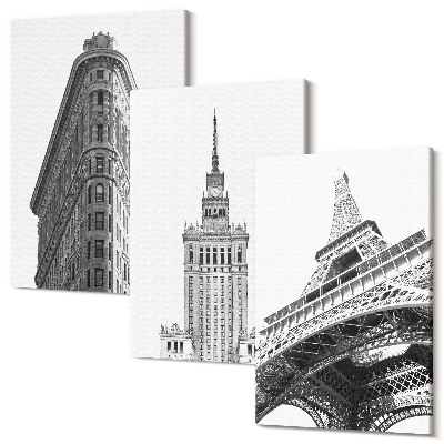 Tablou canvas set triptic Clădiri arhitecturale în minimalism alb-negru