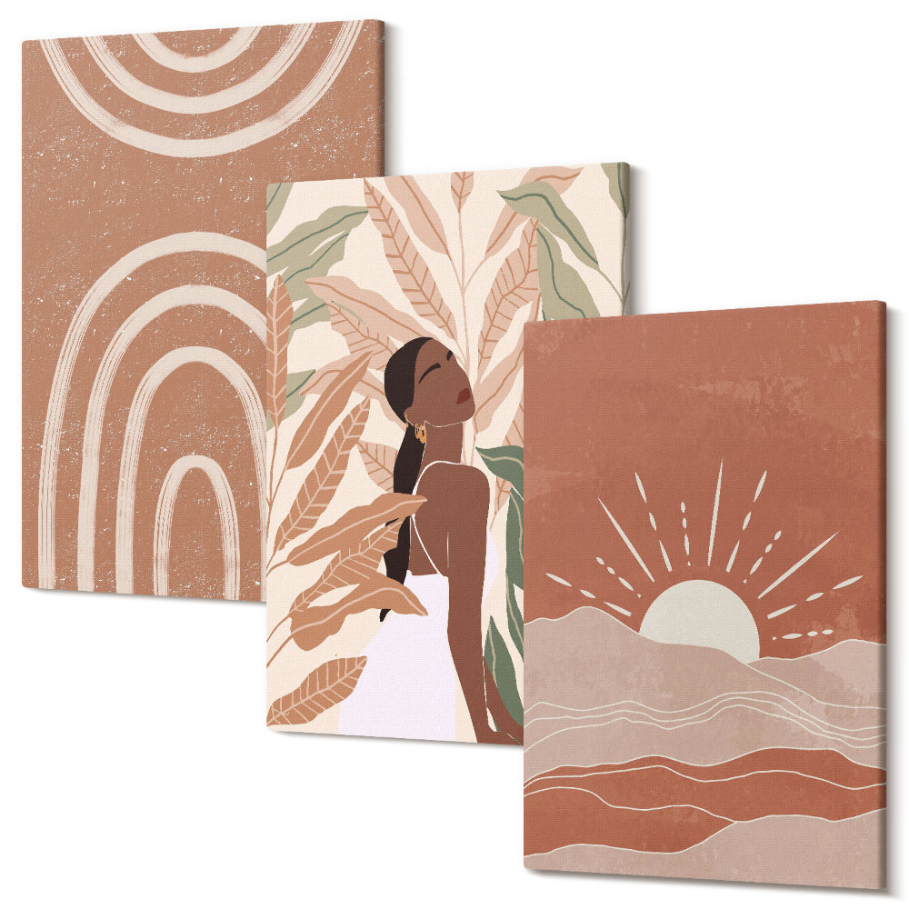 Set tablouri canvas triptic Forme și ilustrații abstracte Boho