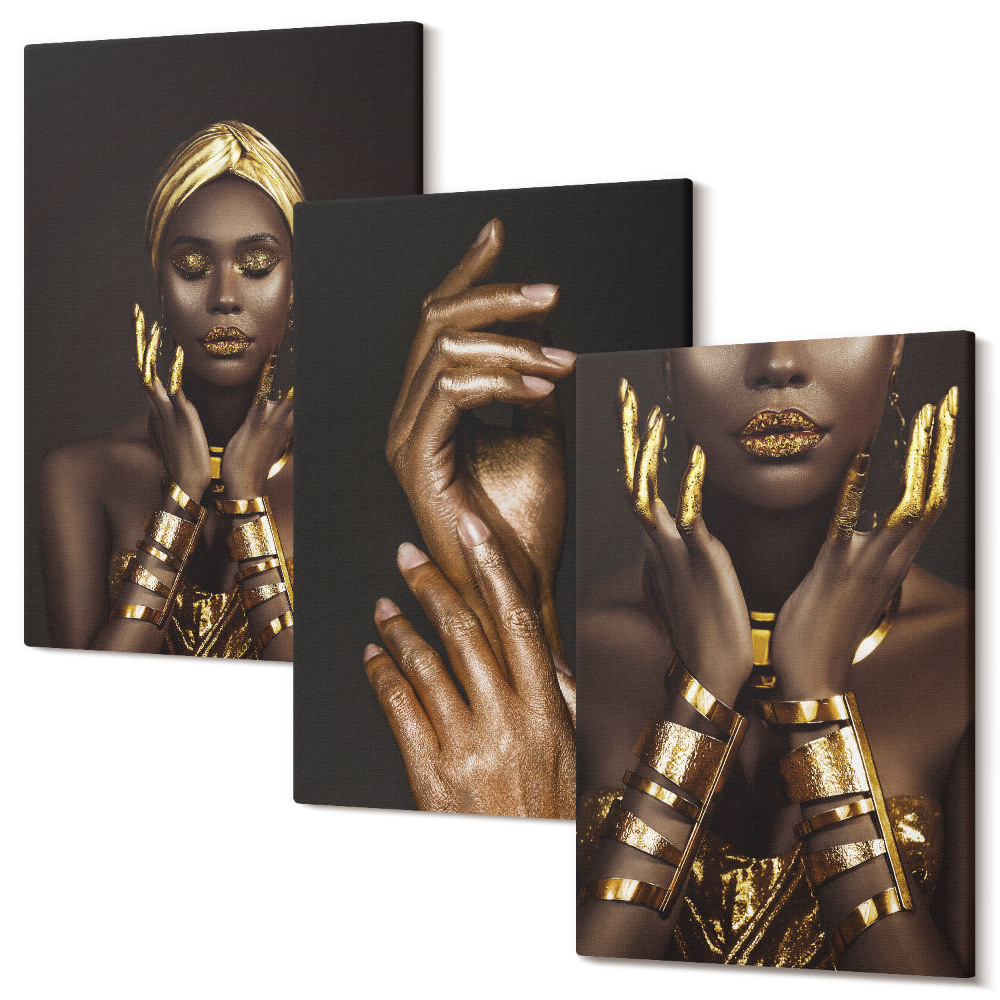 Tablou 3 piese Portrete elegante ale unei femei africane