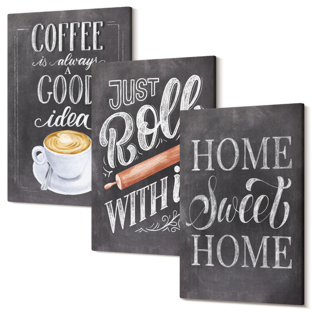 Tablou canvas set triptic Cafea, căldură și confort acasă