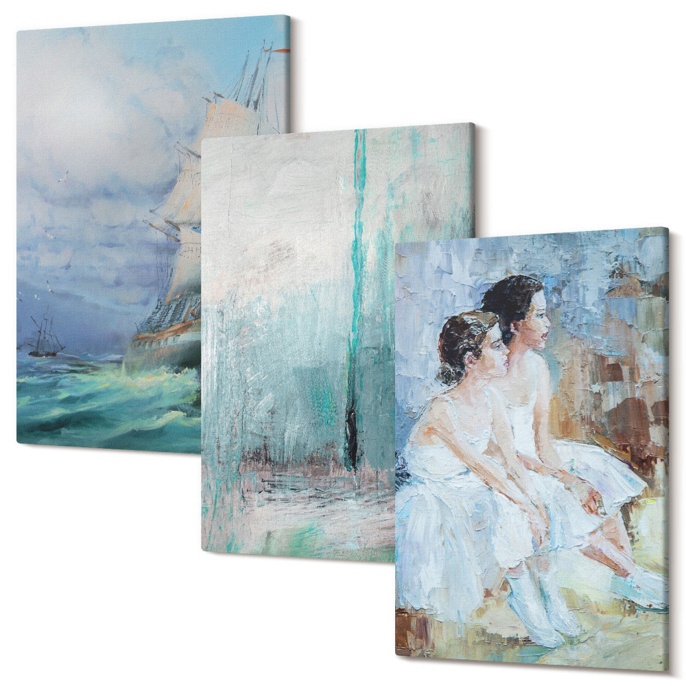 Tablou canvas set triptic Navă pe mare portret abstract al dansatorilor