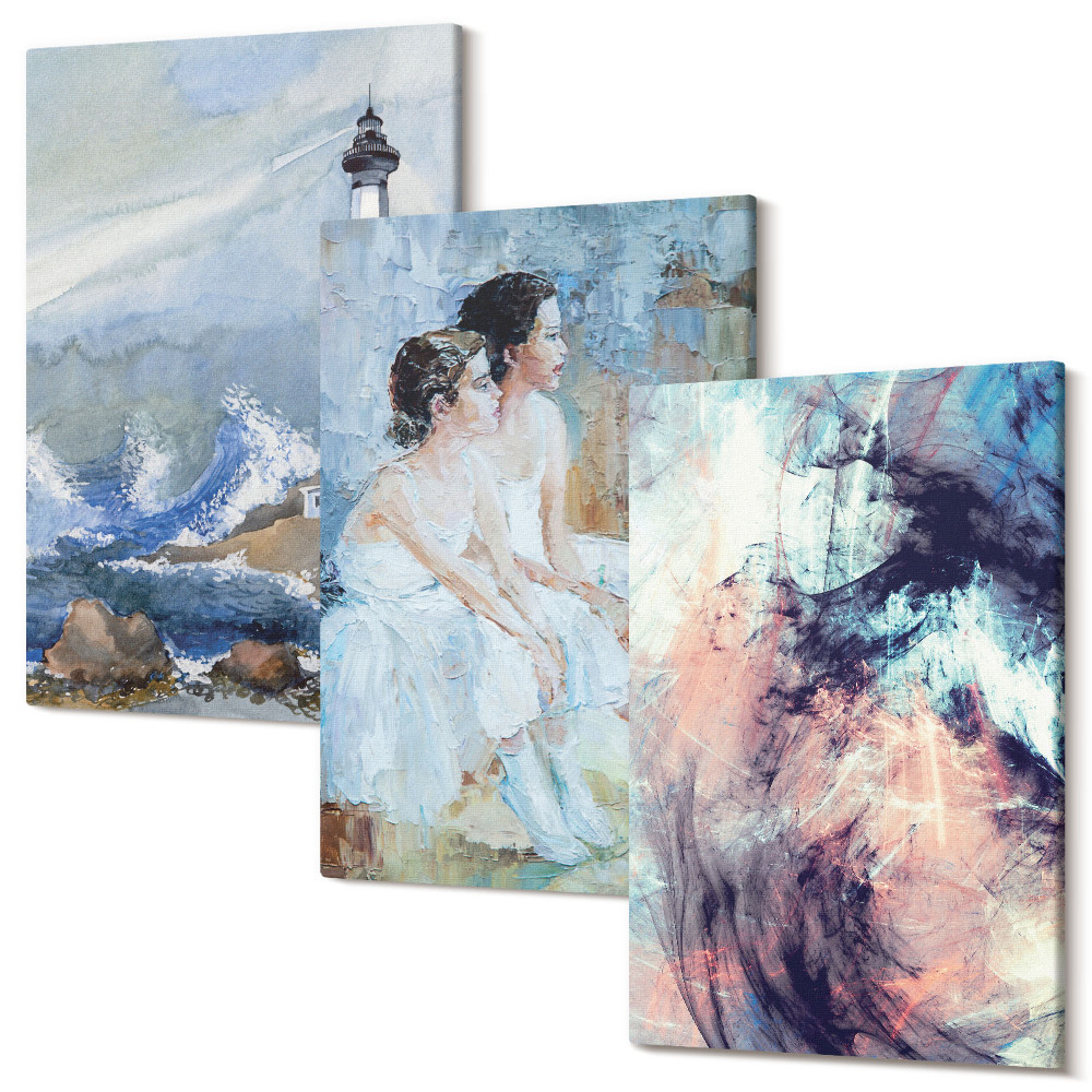 Tablou canvas set triptic Far abstract pictat și dansatori