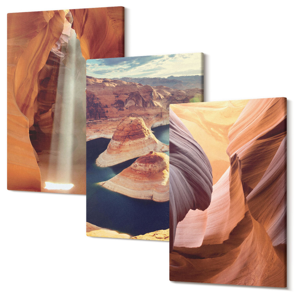 Tablou 3 piese Cascada în formațiunile stâncoase din defileu din canion