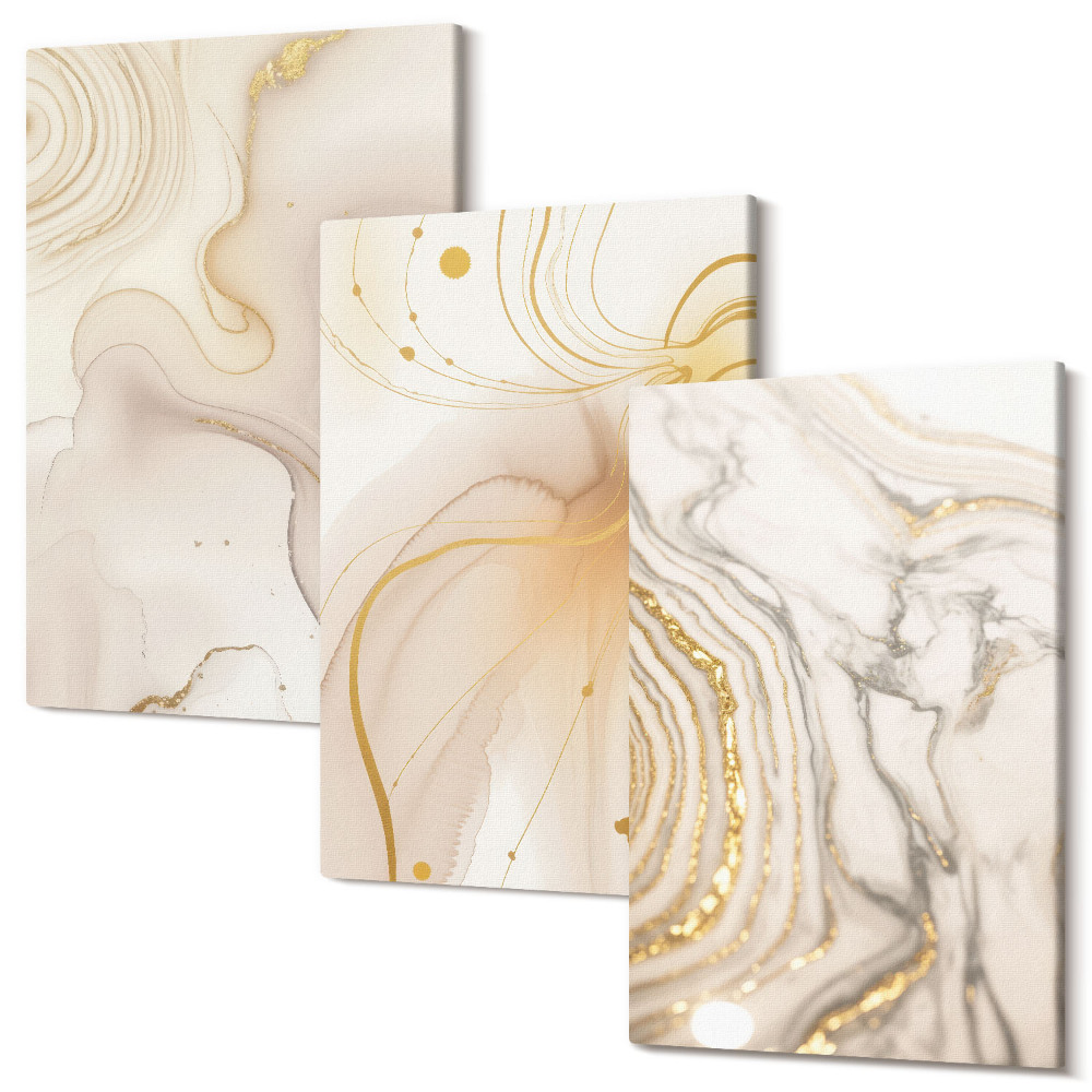 Set tablouri canvas triptic Modele abstracte subtile de vopsea vărsată