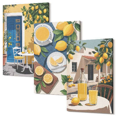 Set tablouri canvas triptic Limonadă cu vedere italiană și un patio la soare