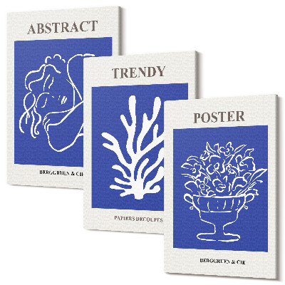 Set tablouri canvas triptic Afișe albastre elegante de Henri Matisse