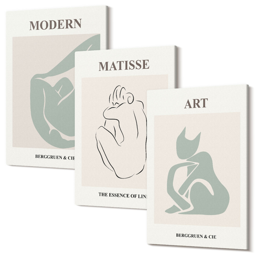 Tablou 3 piese Figuri abstracte în nuanțe pastelate de Henri Matisse