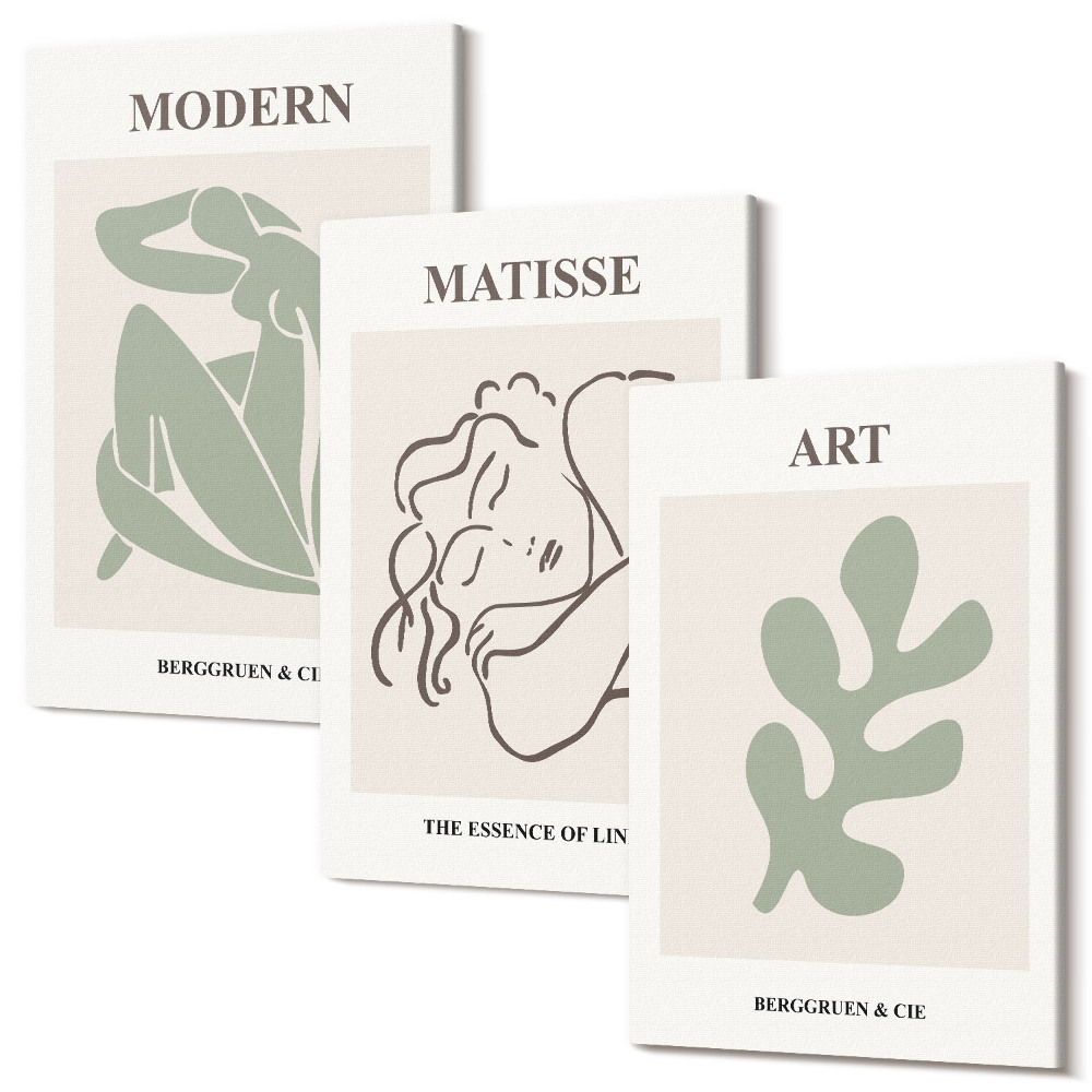 Tablou 3 piese Personaje și plante elegante într-un design minimalist