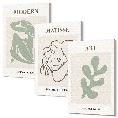 Tablou 3 piese Personaje și plante elegante într-un design minimalist