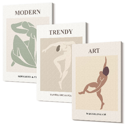 Set tablouri canvas triptic Personaje elegante în nuanțe minimaliste