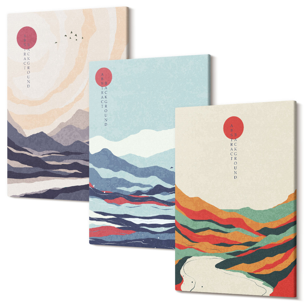 Tablou canvas set triptic Peisaje montane abstracte japoneze