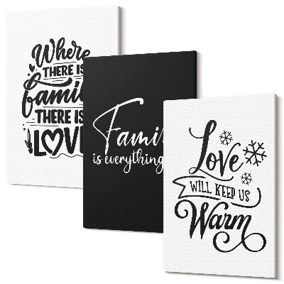 Tablou 3 piese Familie, dragoste, căldură, acasă, citate inspiraționale