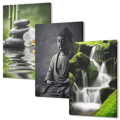 Tablou 3 piese Tablouri ZEN relaxante cu apă, pietre și Buddha
