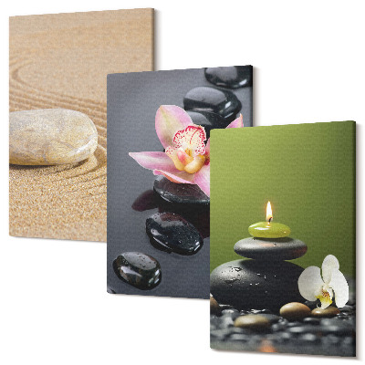 Tablou 3 piese Motive relaxante din piatră de pace și zen