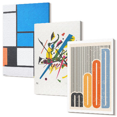 Set tablouri canvas triptic Compoziții moderne abstracte cu forme geometrice