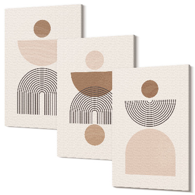 Tablou canvas set triptic Forme abstracte în nuanțe de maro și bej