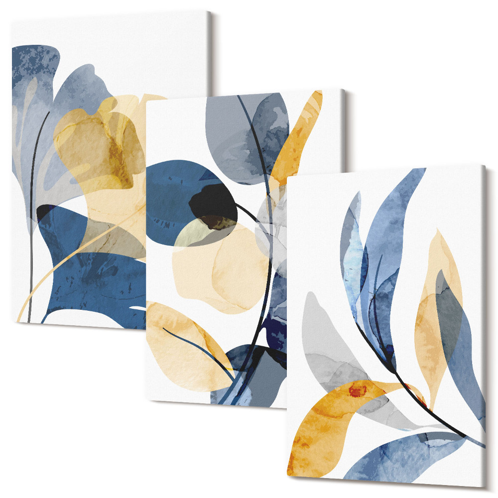 Set tablouri canvas triptic Motive vegetale în stil acuarelă