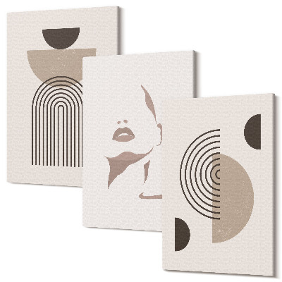 Set tablouri canvas triptic Forme geometrice abstracte și silueta facială