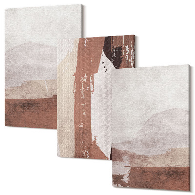 Tablou 3 piese Modele abstracte în nuanțe de maro și bej