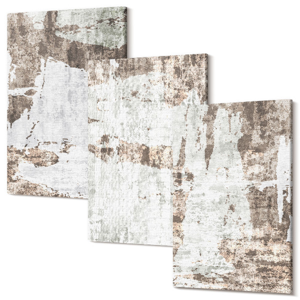 Set tablouri canvas triptic Modele abstracte în nuanțe de alb și maro