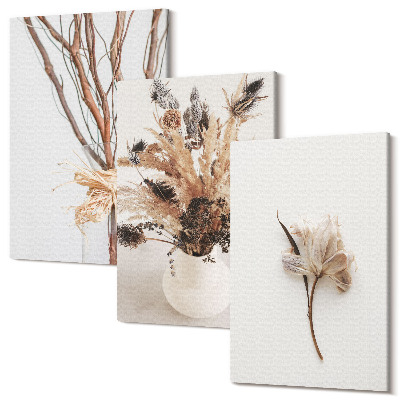 Tablou 3 piese Flori și ramuri într-un stil natural minimalist