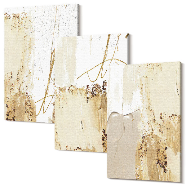 Tablou canvas set triptic Modele abstracte în nuanțe de bej și alb
