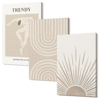 Tablou canvas set triptic Afișe pastel, abstracții boho la modă