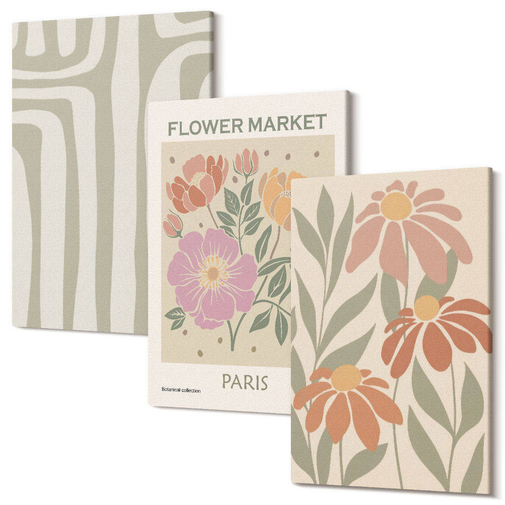 Set tablouri canvas triptic Poster cu motive botanice Minimalism Paris