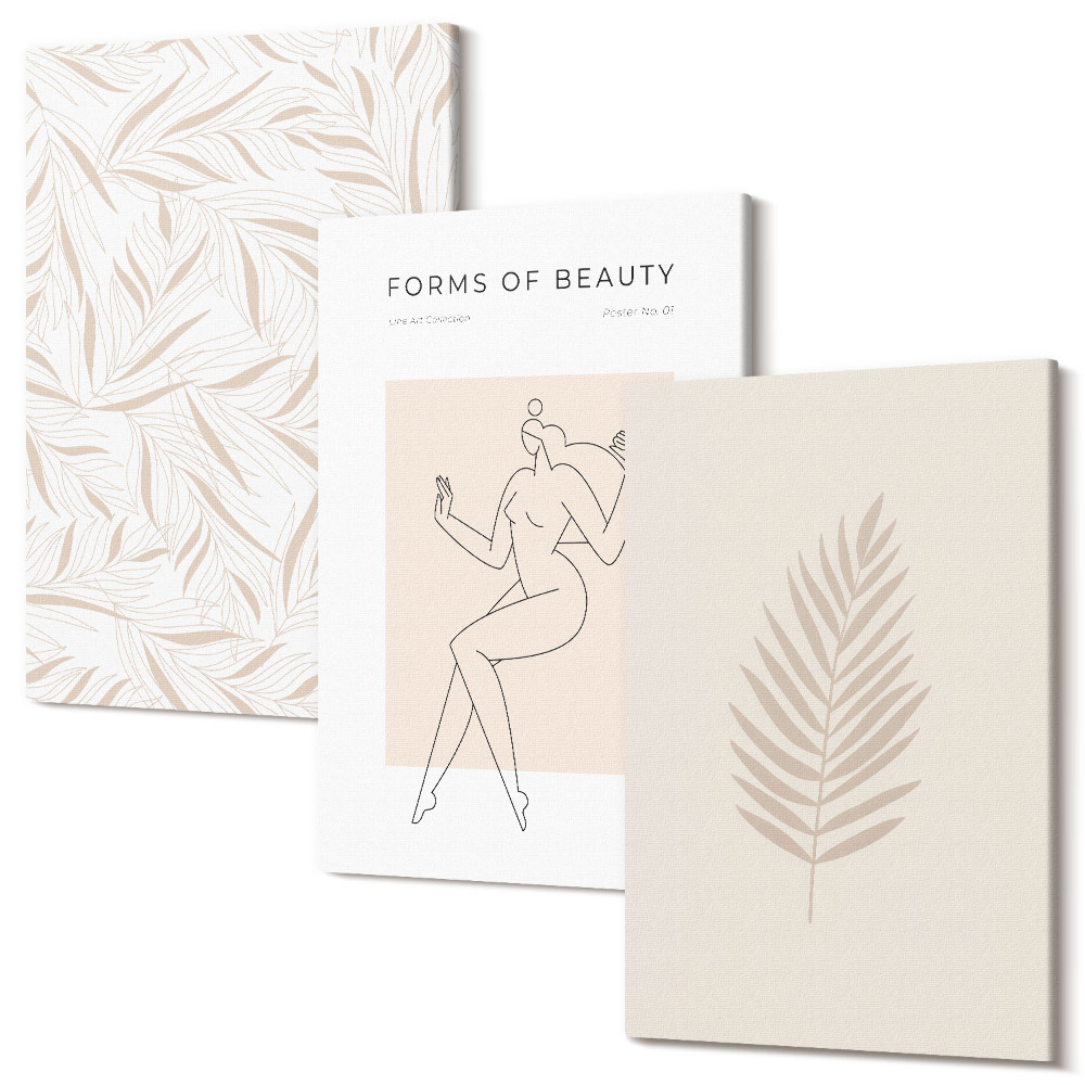 Tablou 3 piese Motive de design botanic minimalist