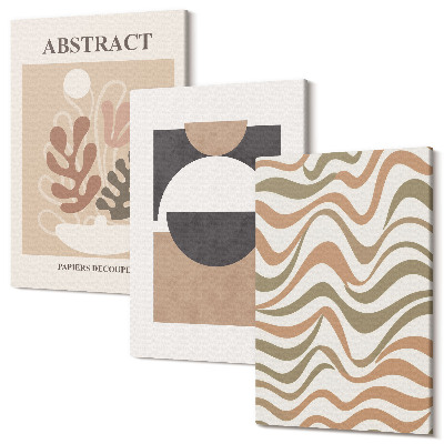 Tablou 3 piese Forme și modele abstracte în culori discrete