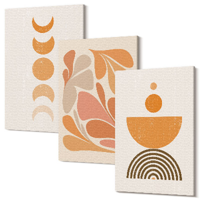 Set tablouri canvas triptic Forme abstracte în nuanțe de portocaliu