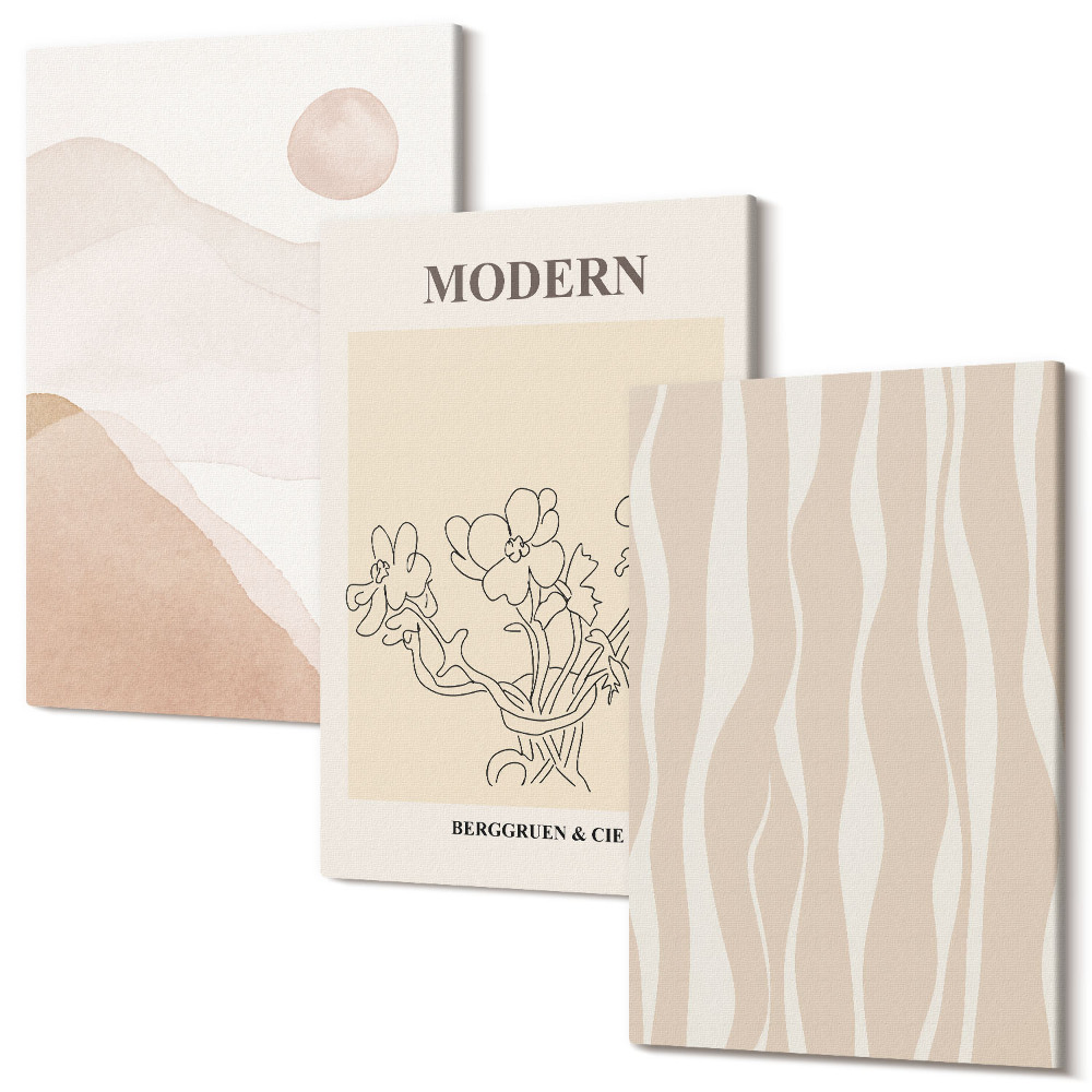 Set tablouri canvas triptic Forme abstracte în culori discrete