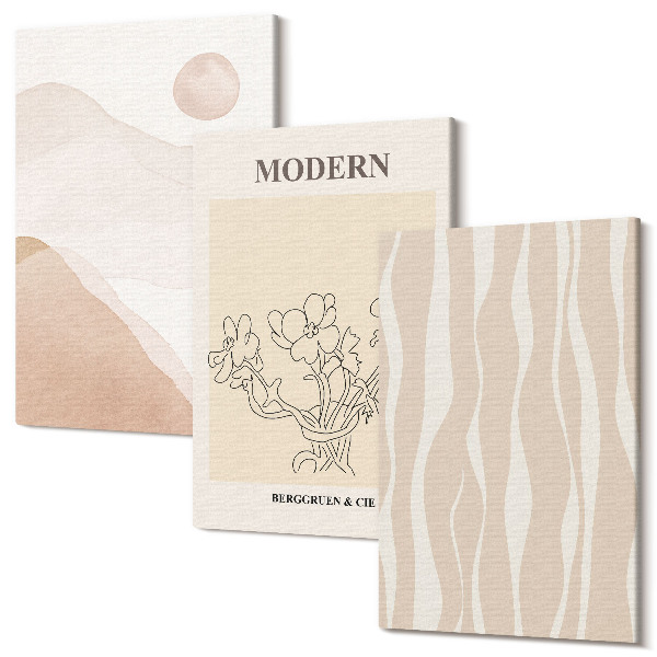 Set tablouri canvas triptic Forme abstracte în culori discrete