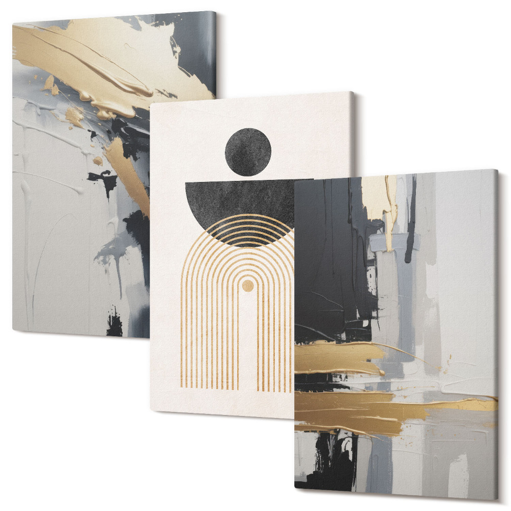 Tablou 3 piese Geometrie abstract compoziție elegantă