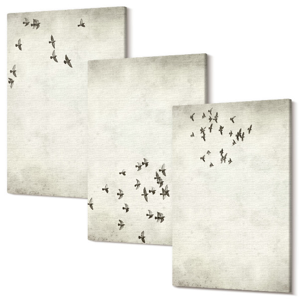 Set tablouri canvas triptic O pictură minimalistă cu păsări zburătoare