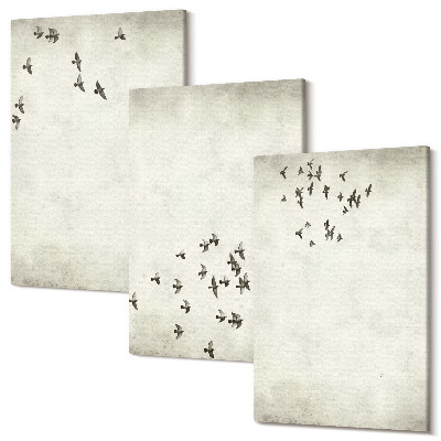 Set tablouri canvas triptic O pictură minimalistă cu păsări zburătoare