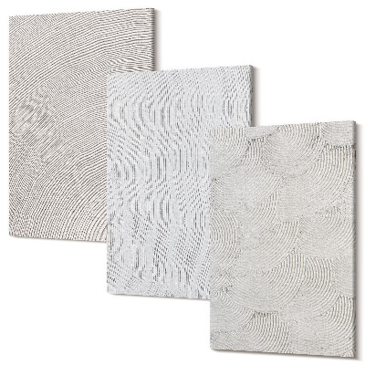 Set tablouri canvas triptic Modele în nisip, structuri geometrice liniare