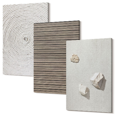 Tablou 3 piese Texturi naturale lemn pietre funie