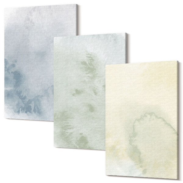Set tablouri canvas triptic Vopsele de acuarelă pastel pe textură de pânză