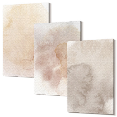 Set tablouri canvas triptic Acuarele calde pe pânză cu texturi pastelate
