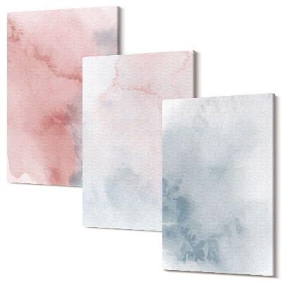 Tablou 3 piese Acuarele pastel pe pânză texturi colorate