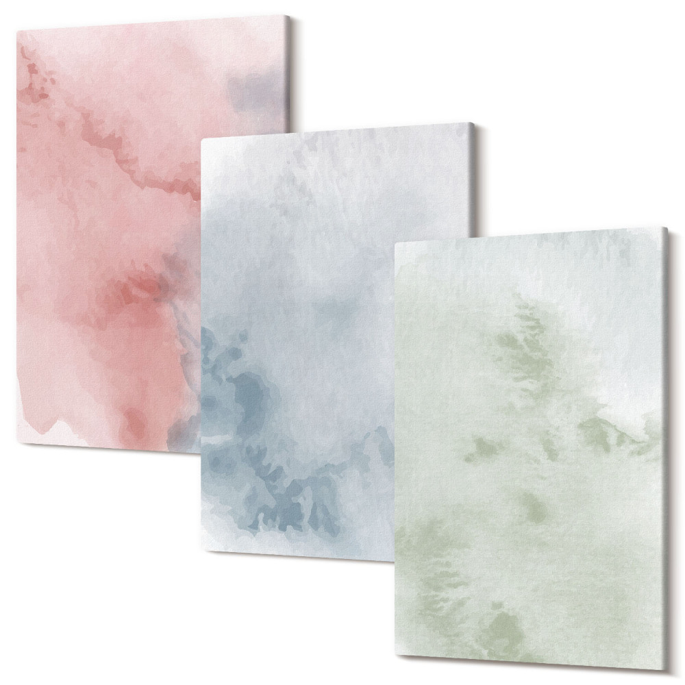 Set tablouri canvas triptic Structuri pastelate acuarele colorate pe pânză